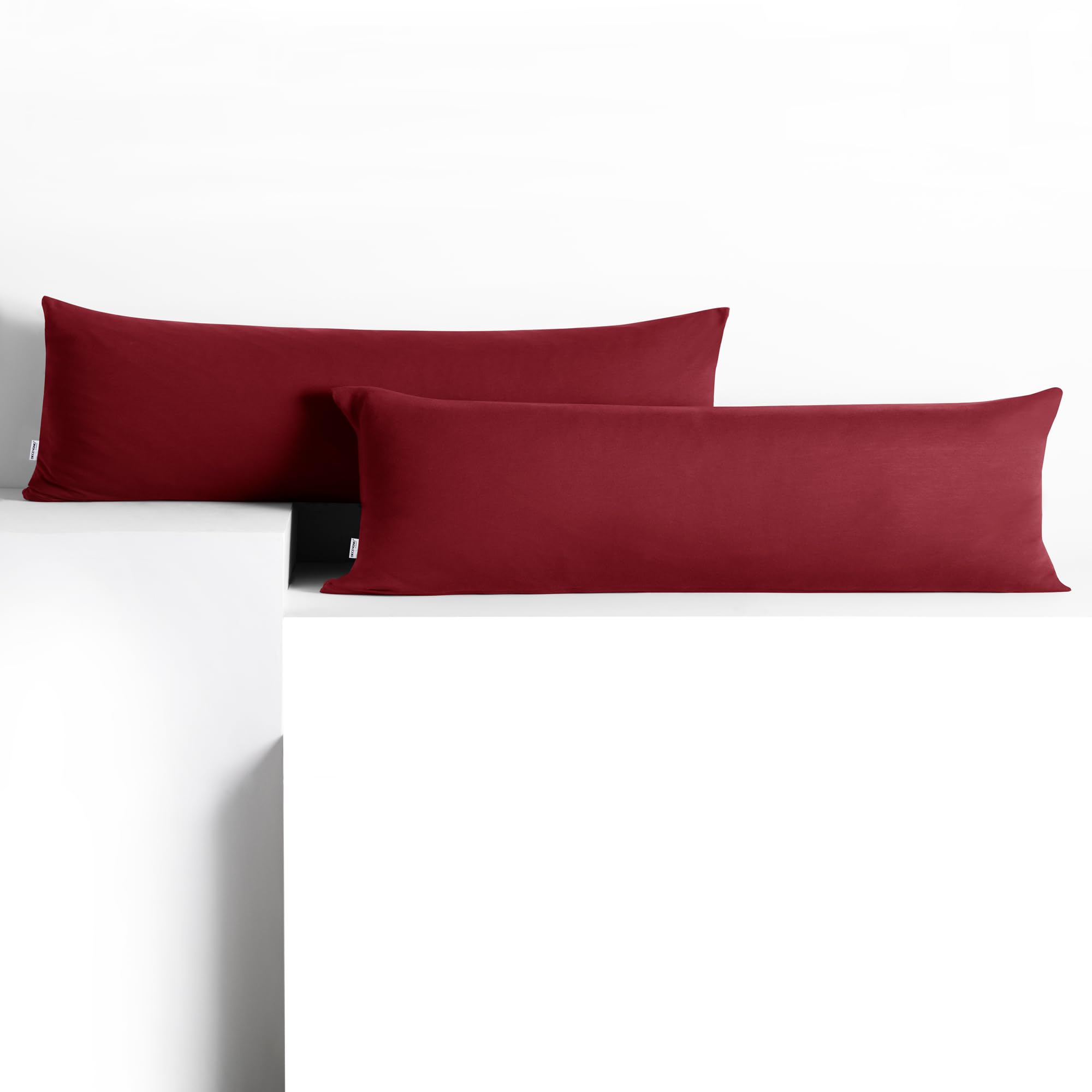 DecoKing 2 Pillowcases 40 x 145 cm Jersey 100% Combed Cotton Zip Bordeaux Amber