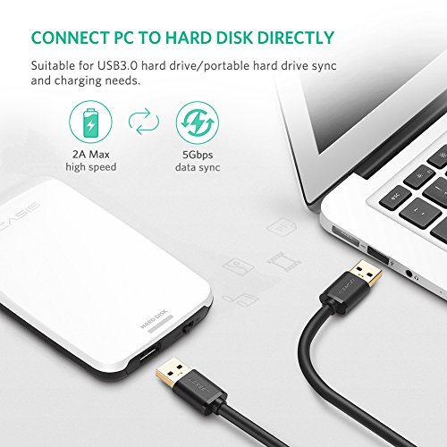 UGREEN USB 3.0 A to A Cable Type A Male to Male Cable Cord for Data Transfer Hard Drive Enclosures, Printers, Modems, Cameras (6FT)