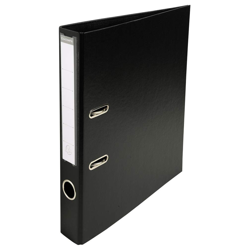 Exacompta - Ref 53541E - Prem'Touch PVC Lever Arch File - 320 x 290mm in Size, 2 Rings, Can Hold A4 Documents, 50mm Spine, 55mm Rings, FSC-Certified - Black Cover — image 1