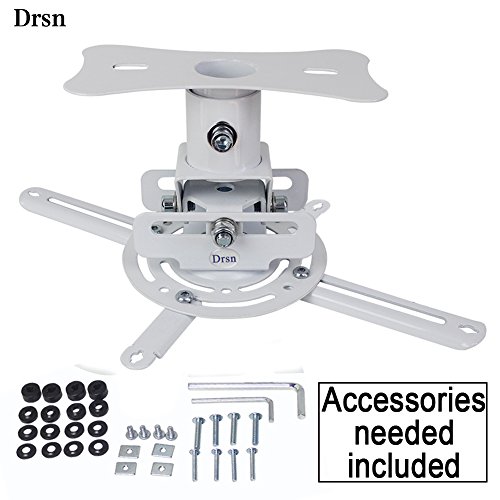 Drsn Universal Adjustable Ceiling Projector/Projection Mount White with Extending Arms Mounting Bracket for Home and Office