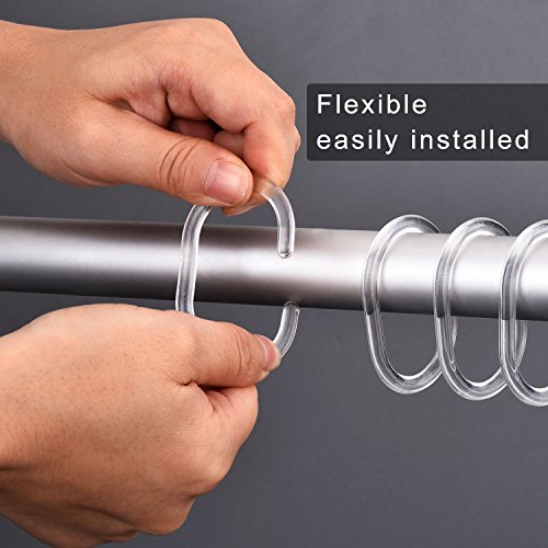 24 Packs Plastic Shower Curtain Rings Hooks for Bathroom Shower Window