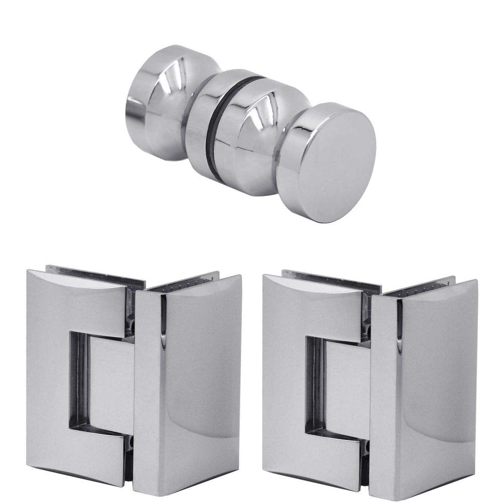 2 Verchromte GlasScharniere Scharnier Dusche Bad Griff Glastürgriffe Ø 3cm TürBeschlag Glanz