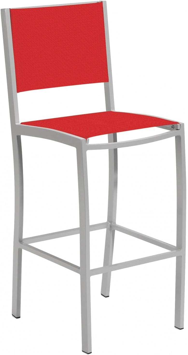 Oxford Garden Travira 7 Piece Aluminum Patio Bar Set W/ 72 X 30 Inch Rectangular Tekwood Vintage Table Red Sling: Garden & Outdoor