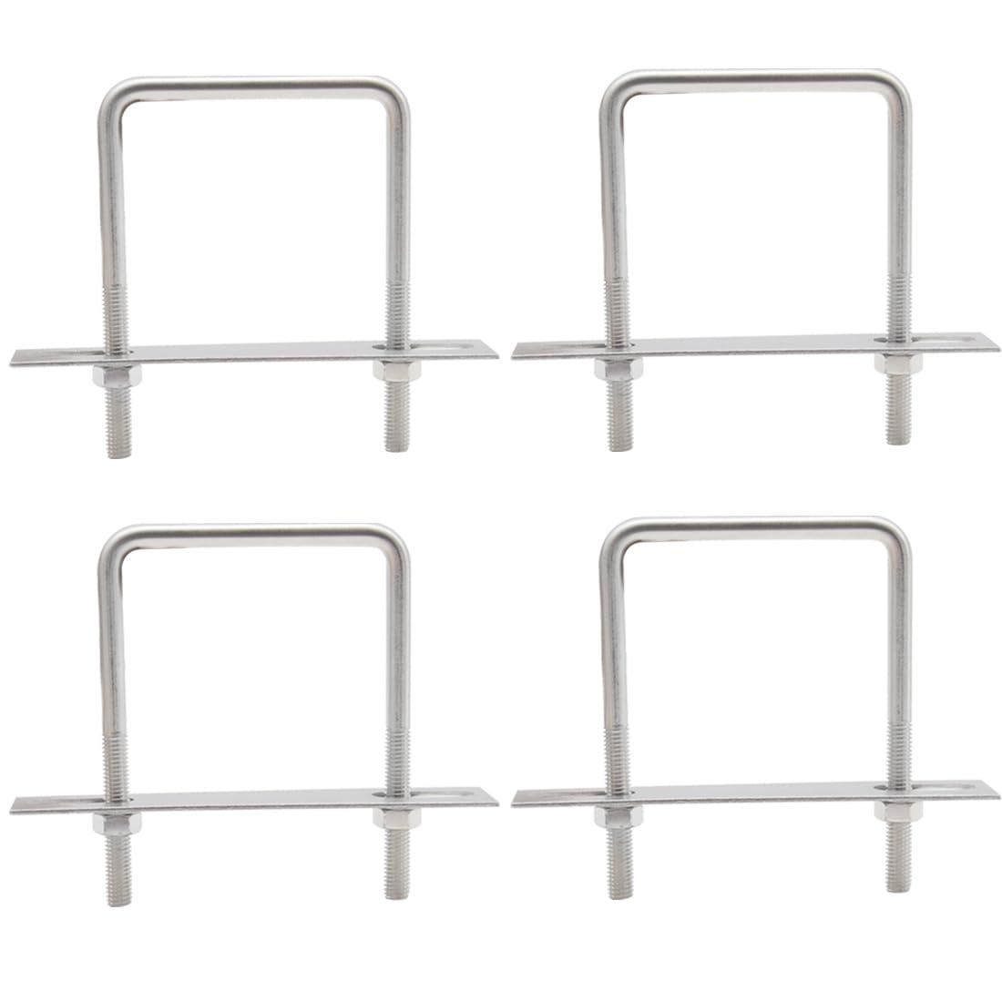 Hocansen 4 Set Square U Bolts M8 U Bolts Brackets with Nuts, Washer and Frame Plate 75x110mm Stainless Steel U Bolt Fastener for Car and Industrial Applications (US/M8-75x110mm)