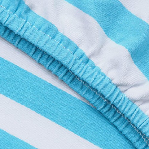 2Pcs Newborn Pajamas Gown Outfits Set Letter Stripe Long Sleeve Gown+Headband/Hat Sleeping Swaddle Wrap By Makaor (Size:Bust:50cm/19.7" Length:65cm/25.6", Blue) - Thumbnail 5