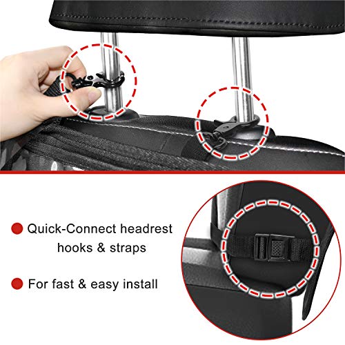 YOOFAN Kick Mats Back Seat Protector, 2 Pack Car Back Seat Organizer for Kids with 10'' Touch Screen Tablet Holder + Multi-Pocket, 1 Free Tissue Box