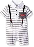 Calvin Klein Baby Boys' Romper, Gray Stripe, 24 Months