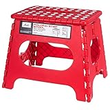 Acko Red 11 Inches Non Slip Folding Step Stool for Kids and Adults with Handle, Holds up to 250 LBS