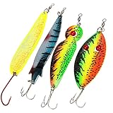 5.89inch Metal Fishing Spoons Lures,Saltwater Hard Spinners Casting Sinking Lures for Northern Pike, Salmon, Walleye, and Largemouth Bass(Pack of 4)