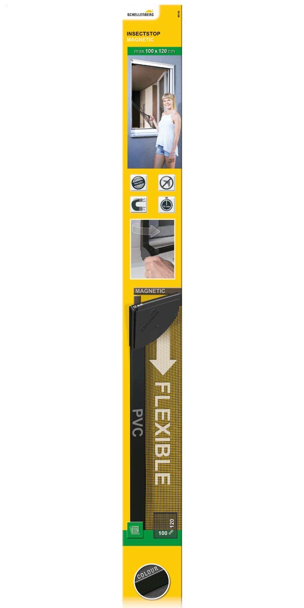 Schellenberg 50748 100 x 120 cm Insect Protection Window Screen with Magnetic Frame - Anthracite