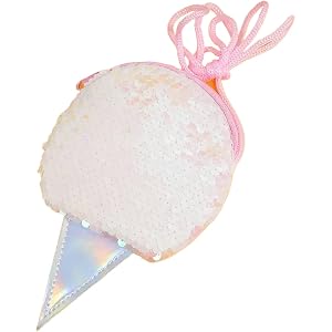 Sequin Ice Cream Coin Purse for Girls Reversible Mermaid Sequins Mini Crossbody Bag Cute Wallet for Change Pouch Party Gifts