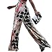 LOSRLY Women Floral Print High Waist Belt Palazzo Wide Leg Boho Pants Plus Size-Floral XL 16 18