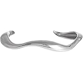 TURTLEDOVE Wavy Cuff Bracelet for Women, Stainless Steel Adjustable Irregular Thin Bangle