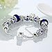 Naivo Designer Inspired Crystal Snake Chain Murano Glass Beads Charm Bracelet - Sapphire Leaf