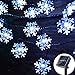 Viewpick 50 LED Solar Christmas Lights Outdoor Cool White Christmas Snowflake String Lights, Solar Powered LED Fairy Lights Xmas Tree Snowflake Decor Light for Party Patio Garden Roof Window Decor