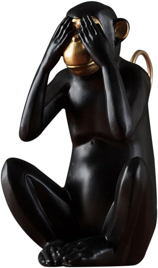 Decorations MMM- Monkey ornaments Nordic style Creativity animal Resin Three monkeys Ornaments Home living room study Wine cabinet bookcase Furnishing gift (Color : Do not see)