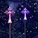 Solar Cross Stake Decoration Outdoor Holy Jesus Christmas Home Church Figurine Led Color Changing Ground Garden Ornament Patio Statue Decor Lights Cemetery Lighting Thanksgiving Xmas Party Ornament