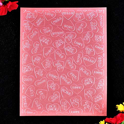 Kwan Crafts Heart Love XOXO Hello KISS Plastic Embossing Folders for Card Making Scrapbooking and Other Paper Crafts, 12.1x15.2cm