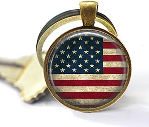 American Flag Keychain - USA Flag Jewelry - Patriotic Jewelry - Old Glory - Stars and Stripes - US Flag Keychain