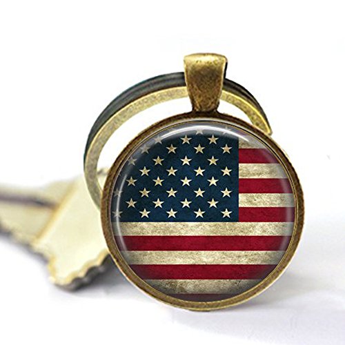 American Flag Keychain - USA Flag Jewelry - Patriotic Jewelry - Old Glory - Stars and Stripes - US Flag Keychain