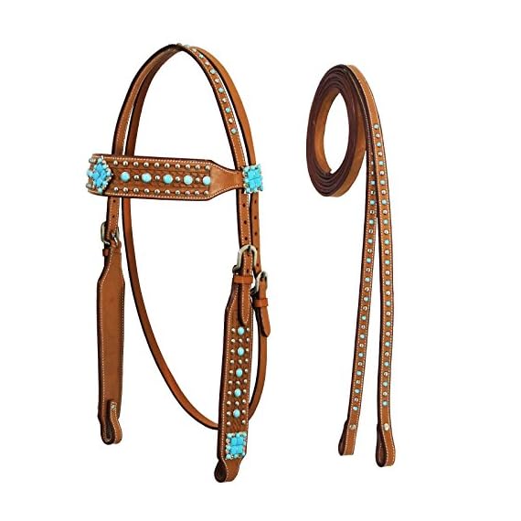 Tahoe-Tack-Turquoise-Collection-Show-Western-Browband-Headstall-with-Matching-Split-Reins
