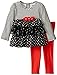 Kids Headquarters Girls' Stripes and Print Tunic with Red Leggings Set