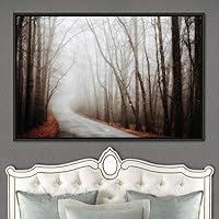 Framed Canvas Wall Art Rustic Woods Brown Dark Dramatic Forest Group Nature Photography Realism - 16x24 inches