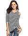 Halife Women's Cold Shoulder 3 4 Sleeve Twist Knot Front Blouses Striped Tshirts