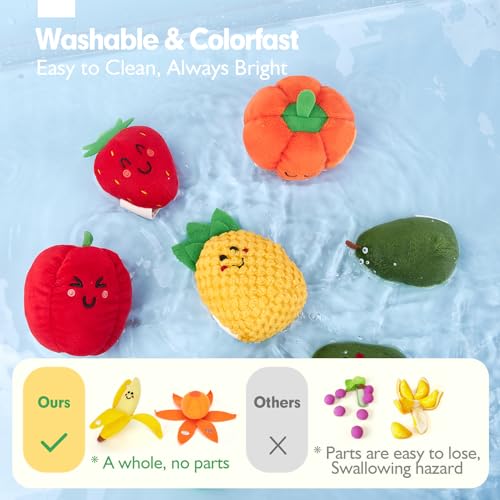 hahaland Baby Sensory Toys - 16 PCS My First Fruit Vegetable Color Sorting Play Food Crinkle, Rattle, Baby Toys 6-12 Months Montessori Toys for 1 Year Old Boy Girl Gifts 6 9 Month Old Toy One Year Old
