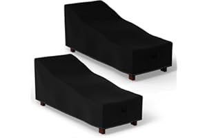 Hptmus 2Pcs Outdoor Chaise Lounge Covers - Patio Chaise Lounge Covers Waterproof Heavy Duty Outdoor Lounge Chair Covers Patio Furniture Covers, 72"L x 28"W x 30"H/Black
