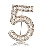 MISASHA Inspired Logo Number Five Imitation Faux Pearl Pin Brooch