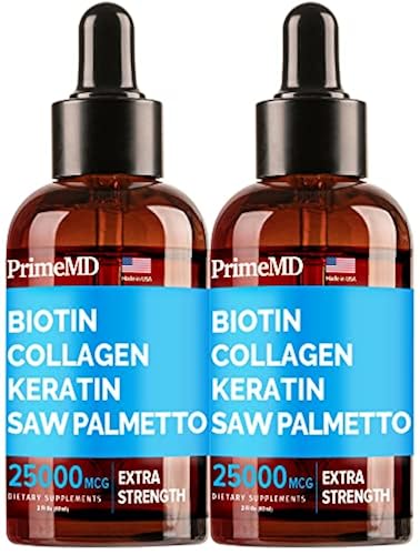 (2 pack) Liquid Biotin Collagen Keratin Saw Palmetto 25000mcg Drops 4 ...