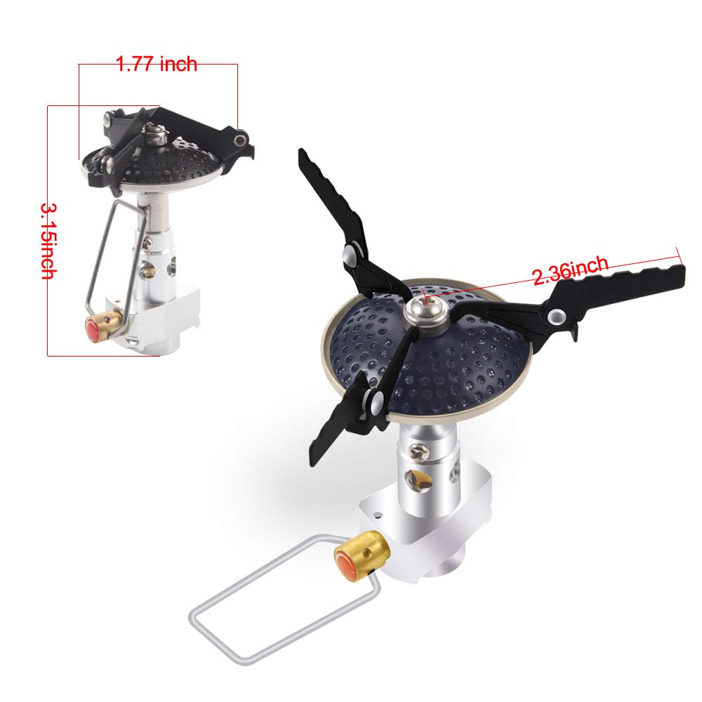 Aomago Ultralight Outdoor Camping Gas Stove with Carry Bag, Portable Backpacking Mini Cooking Stove Hiking Camp Burner Folding Pocket Stove