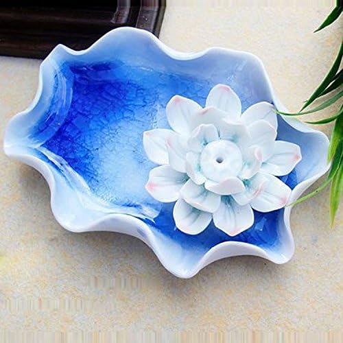 OLQMY-Good gift ashtrayCeramic ornaments split ice blue lotus leaf ashtray, traditional handmade jewelry