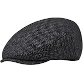 YRDQNCraft Men's Classic Herringbone Tweed Wool Blend Newsboy Cap Grey