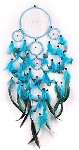 LZ Dreamcatcher Handmade Blue Feather Multi-Layer Wind Chime Pendant Suitable for Home Decoration Cute Girl Room Decoration