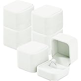 Jewelry Gift Boxes Necklace Earring Ring Box Gift Box,6 Pack Velvet Jewelry Box Ring Set, Single Ring Box Cases Jewelry Gift Boxes,Cotton Filled Jewelry Boxes,2.16 x 1.7 x 1.96 Inches (White)
