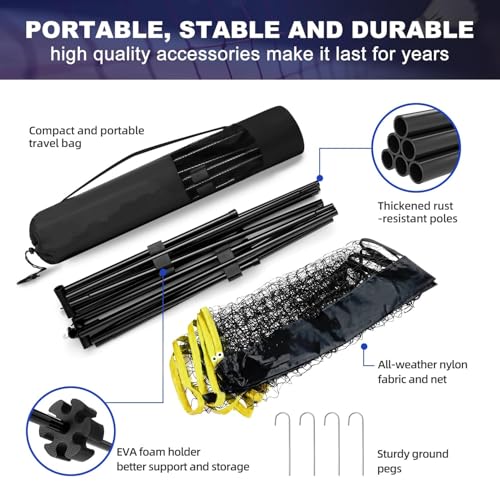 CENXI Badminton Net, Height Adjustable Volleyball, Foldable Nylon Net 10 ft Wide, Tennis, Small Pickleball Nets for Backyard Game and Indoor Outdoor Use, Easy Setup
