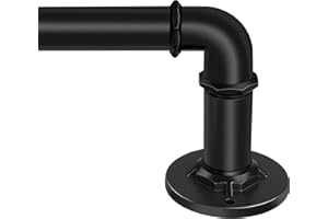 Black Curtain Rods for Windows, 1Pack 30-120 Inch 1" Diameter Adjustable Heavy Duty Industrial Wrap Around Curtain Rods for B