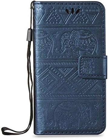 ESSTORE Honor 7C Wallet Case, EU Retro Elephant PU Leather Protective Covers with Card Slot Holder Wallet Case for Huawei Honor 7C/Y7 Prime 2018/Enjoy 8/Y7 2018/Y7 Pro 2018/Nova 2 Lite, Blue