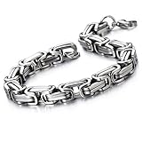 Felix Perry Men's Masculine Style Stainless Steel Braid Link Bracelet for Men Silver Polished 8.66 Inch