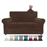 ZNSAYOTX Luxury Velvet Couch Cover 3 Piece Stretch