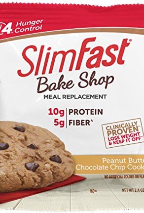 SlimFast Bake Shop, Meal Replacement, Peanut Butter Chocolate Chip, 4 Little Cookies (Pack of 2)