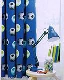 BLUE SOCCER DRAPES TO MATCH DUVET 66 X 72