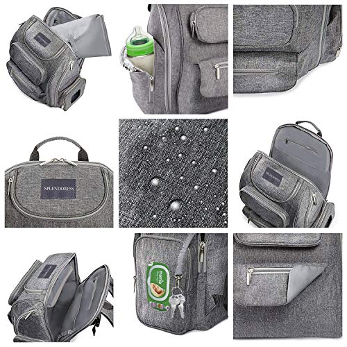 Baby Diaper Bag Backpack with Changing Pad - Waterproof Maternity Bag Organizer for Mom or Dad - Large Capacity Tote Stylish and Durable for Men and Women -Grey