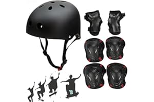 BESMALL Adjustable Skateboard Skate Helmet with Protective Gear Knee Pads Elbow Pads Wrist Pads for Youth Outdoor Sports, BMX, Skateboard, Scooter, Bike, Roller, Kid's Protective Gear Set