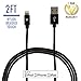 vCharged iPhone Charger Cable 2ft, 2 Pack Apple MFi Certified Lightning Cables Premium Nylon Braided Fast Charging USB Cord for iPhone 14 Pro Max, 13, 12, 11/Mini, XR, XS/Max, X, iPad, Airpods - Black