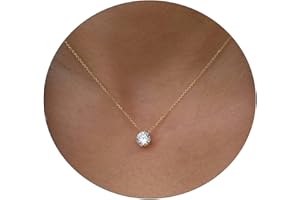 Havopso Gold Diamond Necklaces for Women 18K Gold Plated Dainty Layered Cubic Zirconia Solitaire Pendant Necklace Simulated D