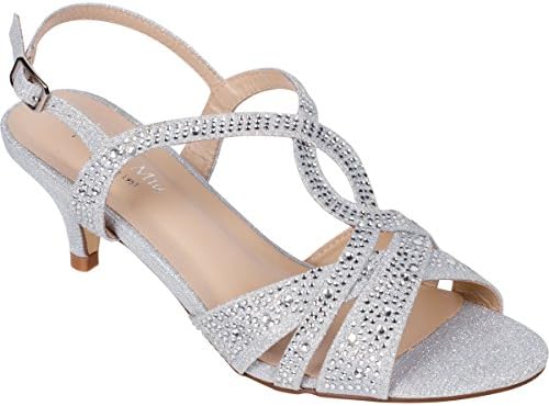 Sol Mia Women's Low Heel Dress Wedding Sandals, Strappy Open Toe Sandal