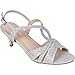 Sol Mia Wedding Shoes Comfortable Low Heel Dress Glitter Bridesmaid Prom Designer Slingback Sandals, Silver, 7 B(M)